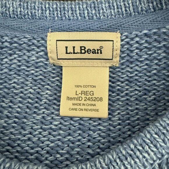 L.L. Bean Cotton Cardigan Sweater Blue Large Mother of Pearl Button EUC - Picture 4 of 9